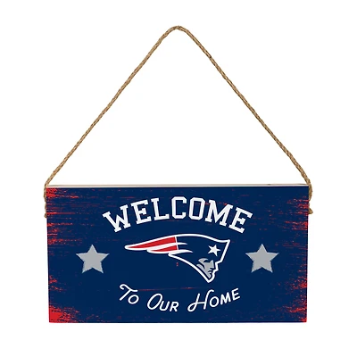 New England Patriots 6" x 11" Welcome Home Wood Wall Sign with Rope Hanger