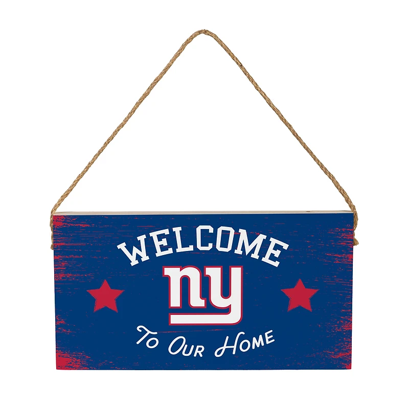 New York Giants 6" x 11" Welcome Home Wood Wall Sign with Rope Hanger