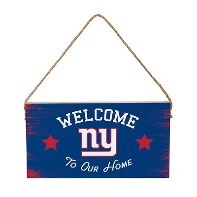 New York Giants 6" x 11" Welcome Home Wood Wall Sign with Rope Hanger