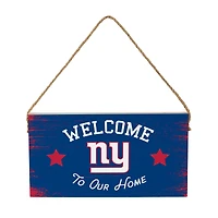 New York Giants 6" x 11" Welcome Home Wood Wall Sign with Rope Hanger
