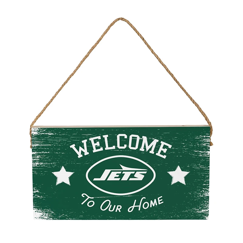 New York Jets 6" x 11" Welcome Home Wood Wall Sign with Rope Hanger