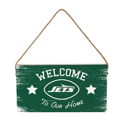 New York Jets 6" x 11" Welcome Home Wood Wall Sign with Rope Hanger