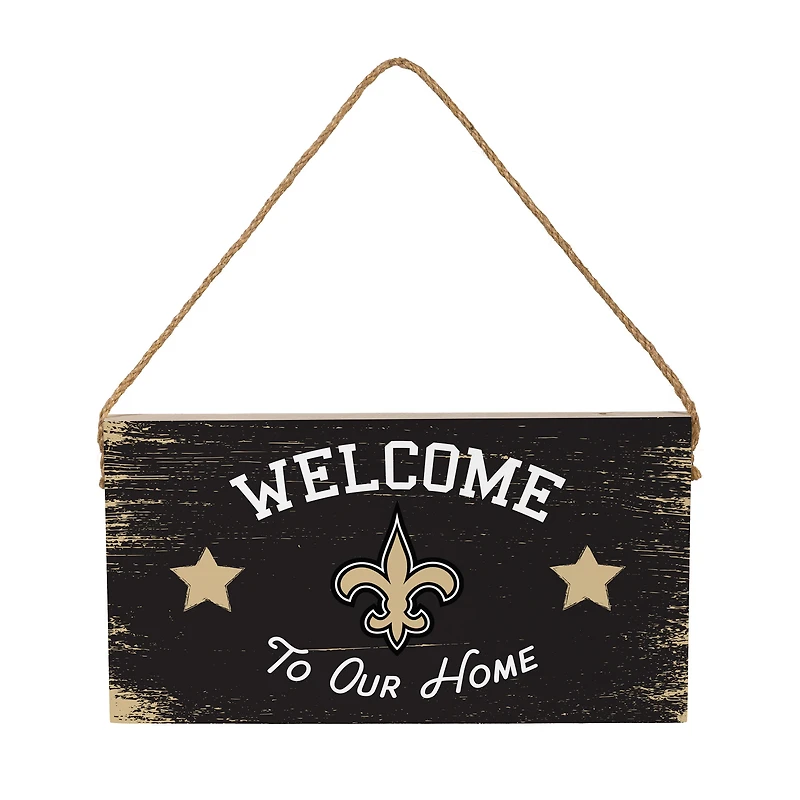 New Orleans Saints 6" x 11" Welcome Home Wood Wall Sign with Rope Hanger