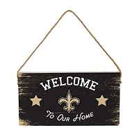 New Orleans Saints 6" x 11" Welcome Home Wood Wall Sign with Rope Hanger
