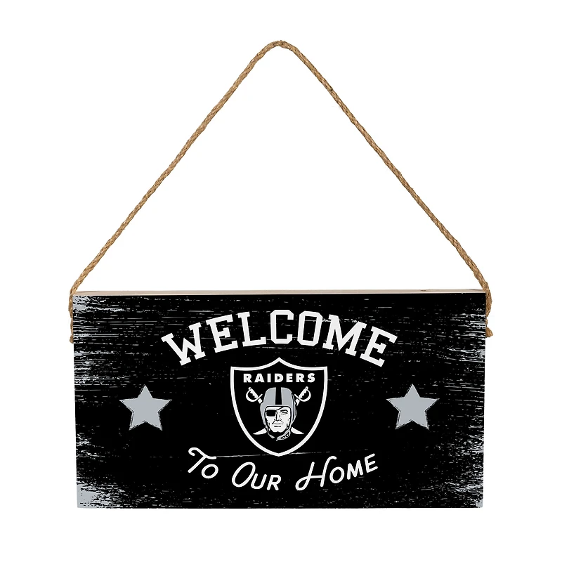 Las Vegas Raiders 6" x 11" Welcome Home Wood Wall Sign with Rope Hanger