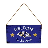 Baltimore Ravens 6" x 11" Welcome Home Wood Wall Sign with Rope Hanger