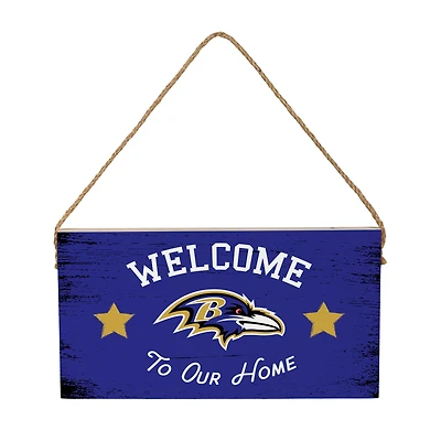 Baltimore Ravens 6" x 11" Welcome Home Wood Wall Sign with Rope Hanger