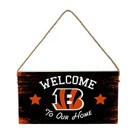 Cincinnati Bengals 6" x 11" Welcome Home Wood Wall Sign with Rope Hanger