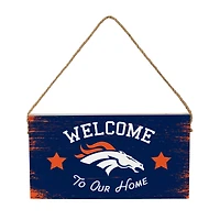 Denver Broncos 6" x 11" Welcome Home Wood Wall Sign with Rope Hanger