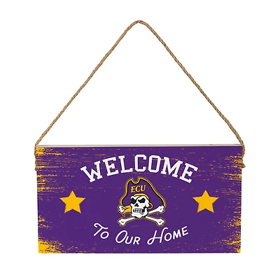 ECU Pirates 6" x 11" Welcome Home Wood Wall Sign with Rope Hanger