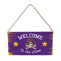 ECU Pirates 6" x 11" Welcome Home Wood Wall Sign with Rope Hanger