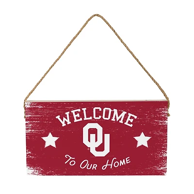 Oklahoma Sooners 6" x 11" Welcome Home Wood Wall Sign with Rope Hanger