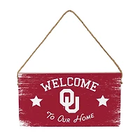 Oklahoma Sooners 6" x 11" Welcome Home Wood Wall Sign with Rope Hanger
