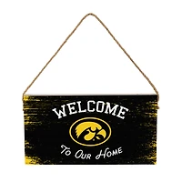 Iowa Hawkeyes 6" x 11" Welcome Home Wood Wall Sign with Rope Hanger