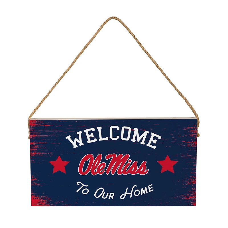 Ole Miss Rebels 6" x 11" Welcome Home Wood Wall Sign with Rope Hanger