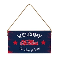 Ole Miss Rebels 6" x 11" Welcome Home Wood Wall Sign with Rope Hanger