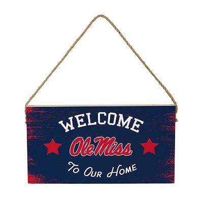 Ole Miss Rebels 6" x 11" Welcome Home Wood Wall Sign with Rope Hanger
