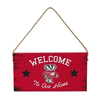 Wisconsin Badgers 6" x 11" Welcome Home Wood Wall Sign with Rope Hanger