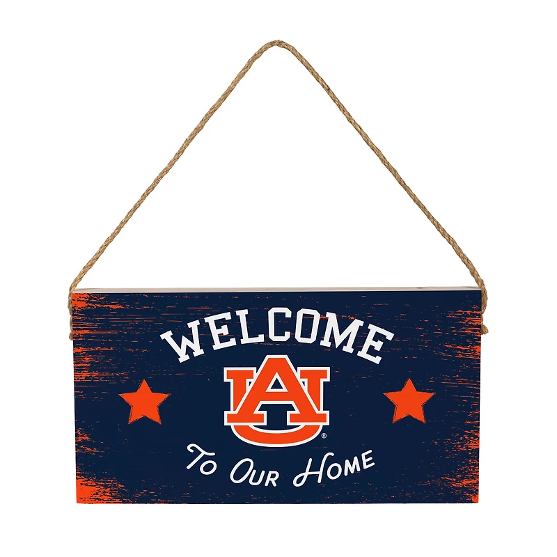 Auburn Tigers 6" x 11" Welcome Home Wood Wall Sign with Rope Hanger