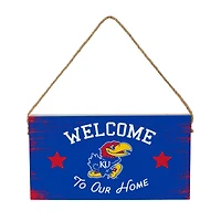 Kansas Jayhawks 6" x 11" Welcome Home Wood Wall Sign with Rope Hanger