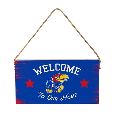 Kansas Jayhawks 6" x 11" Welcome Home Wood Wall Sign with Rope Hanger
