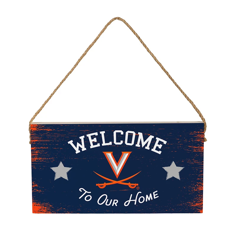 Virginia Cavaliers 6" x 11" Welcome Home Wood Wall Sign with Rope Hanger