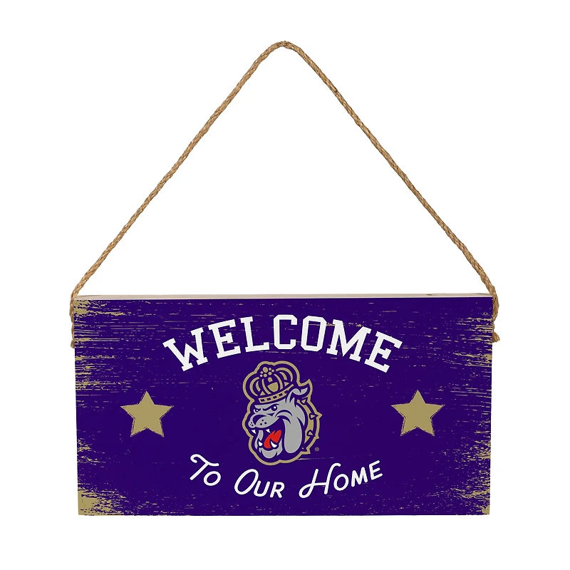James Madison Dukes 6" x 11" Welcome Home Wood Wall Sign with Rope Hanger