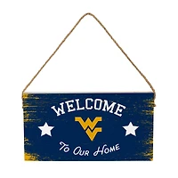 West Virginia Mountaineers 6" x 11" Welcome Home Wood Wall Sign with Rope Hanger