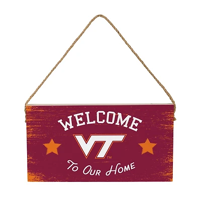 Virginia Tech Hokies 6" x 11" Welcome Home Wood Wall Sign with Rope Hanger
