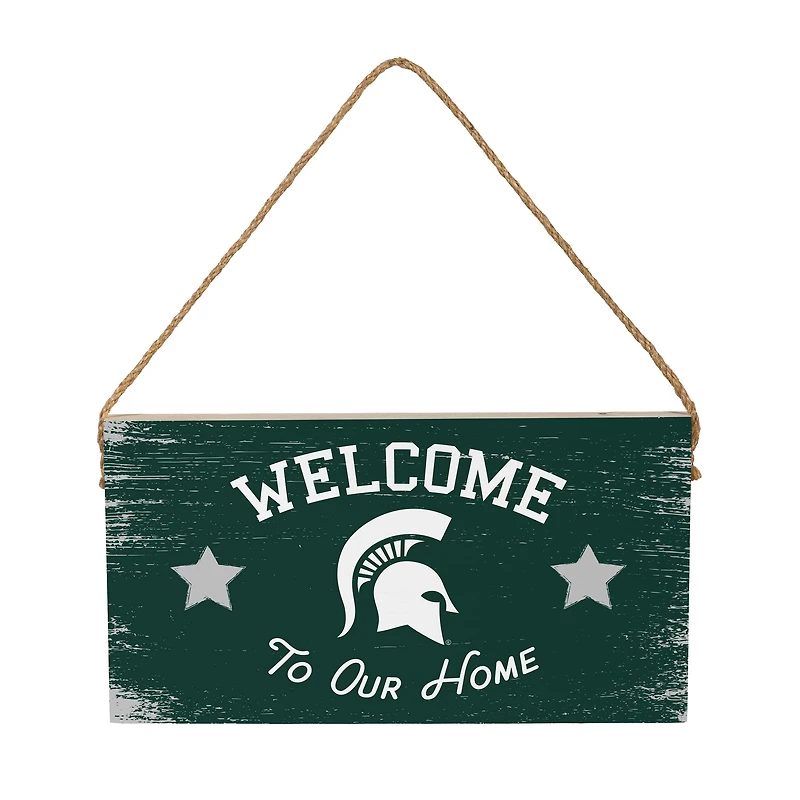 Michigan State Spartans 6" x 11" Welcome Home Wood Wall Sign with Rope Hanger