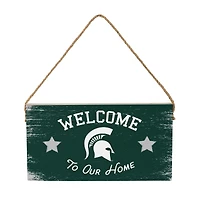 Michigan State Spartans 6" x 11" Welcome Home Wood Wall Sign with Rope Hanger