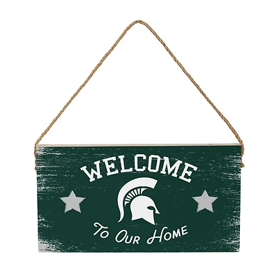 Michigan State Spartans 6" x 11" Welcome Home Wood Wall Sign with Rope Hanger