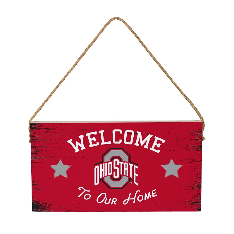 Ohio State Buckeyes 6" x 11" Welcome Home Wood Wall Sign with Rope Hanger