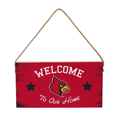 Louisville Cardinals 6" x 11" Welcome Home Wood Wall Sign with Rope Hanger