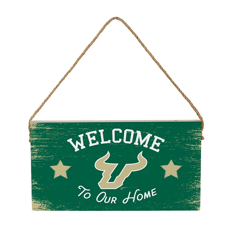 South Florida Bulls 6" x 11" Welcome Home Wood Wall Sign with Rope Hanger