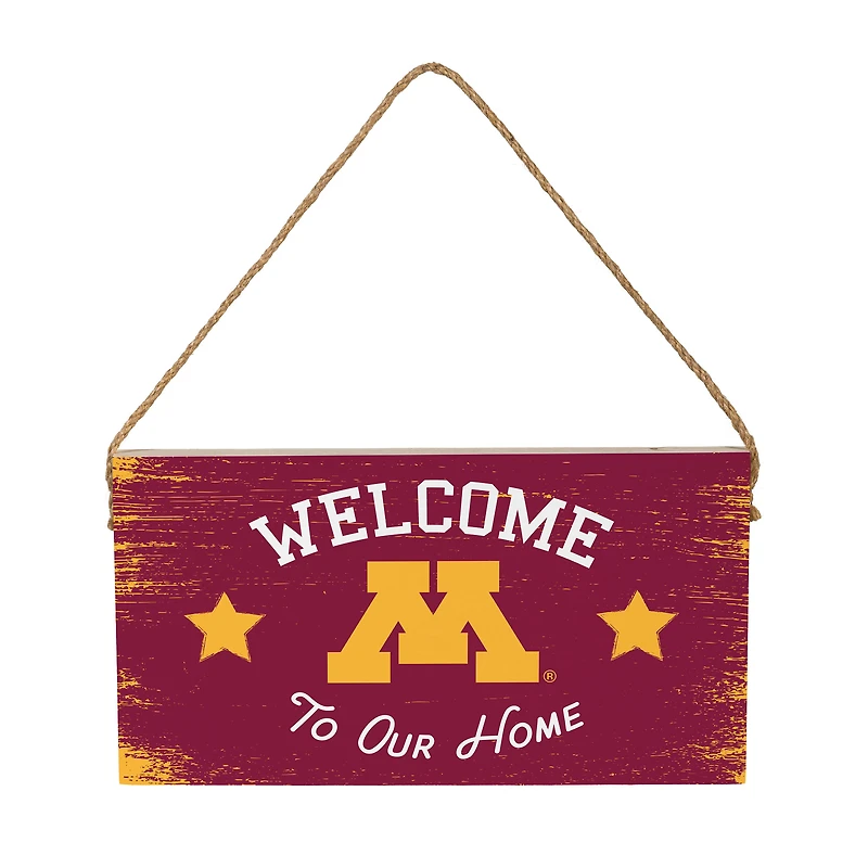 Minnesota Golden Gophers 6" x 11" Welcome Home Wood Wall Sign with Rope Hanger