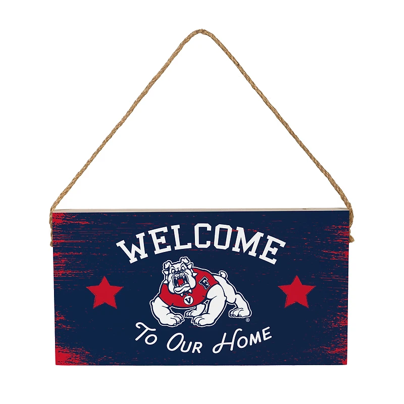 Fresno State Bulldogs 6" x 11" Welcome Home Wood Wall Sign with Rope Hanger