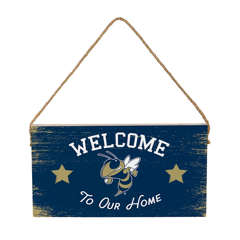 Georgia Tech Yellow Jackets 6" x 11" Welcome Home Wood Wall Sign with Rope Hanger