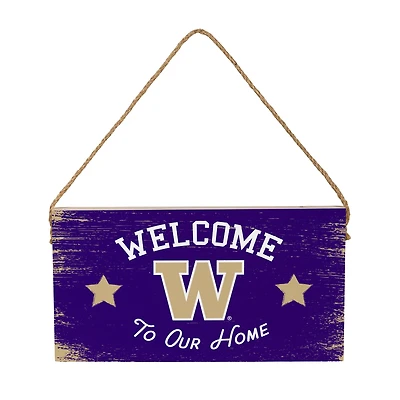 Washington Huskies 6" x 11" Welcome Home Wood Wall Sign with Rope Hanger