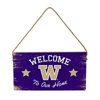 Washington Huskies 6" x 11" Welcome Home Wood Wall Sign with Rope Hanger