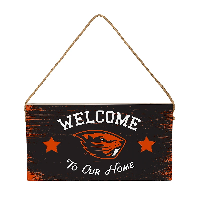 Oregon State Beavers 6" x 11" Welcome Home Wood Wall Sign with Rope Hanger