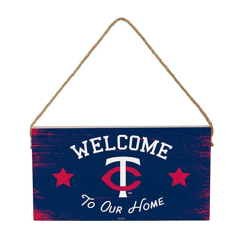 Minnesota Twins 6" x 11" Welcome Home Wood Wall Sign with Rope Hanger