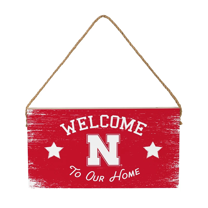 Nebraska Huskers 6" x 11" Welcome Home Wood Wall Sign with Rope Hanger