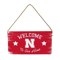 Nebraska Huskers 6" x 11" Welcome Home Wood Wall Sign with Rope Hanger