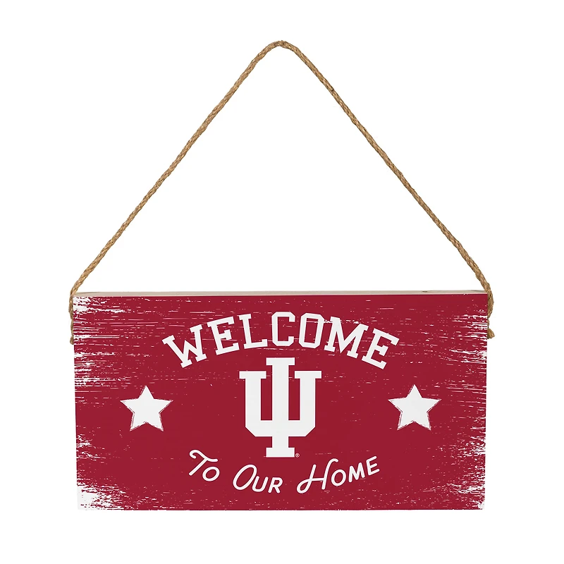 Indiana Hoosiers 6" x 11" Welcome Home Wood Wall Sign with Rope Hanger