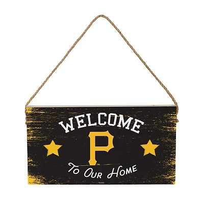 Pittsburgh Pirates 6" x 11" Welcome Home Wood Wall Sign with Rope Hanger
