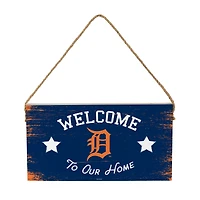 Detroit Tigers 6" x 11" Welcome Home Wood Wall Sign with Rope Hanger