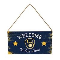 Milwaukee Brewers 6" x 11" Welcome Home Wood Wall Sign with Rope Hanger