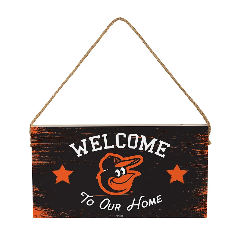 Baltimore Orioles 6" x 11" Welcome Home Wood Wall Sign with Rope Hanger