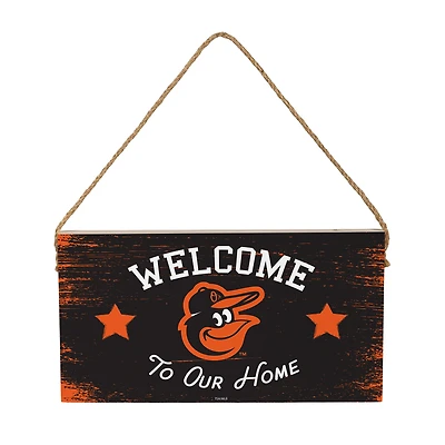 Baltimore Orioles 6" x 11" Welcome Home Wood Wall Sign with Rope Hanger